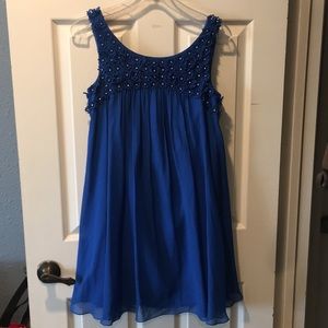 Royal blue w flower details dress